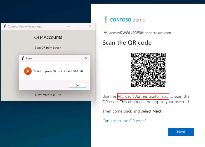 Failed to parse QR code