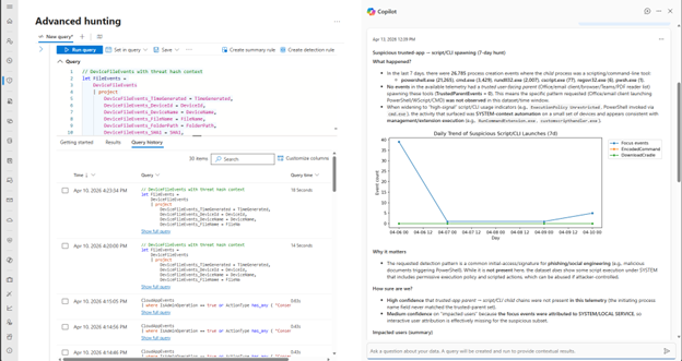 Screenshot of sample response from the Security Analyst agent.