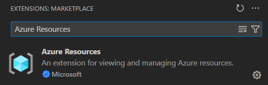 Screenshot showing the Azure Resources extension.