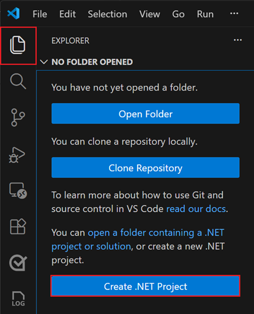 The .NET: New Project command in the Command Palette