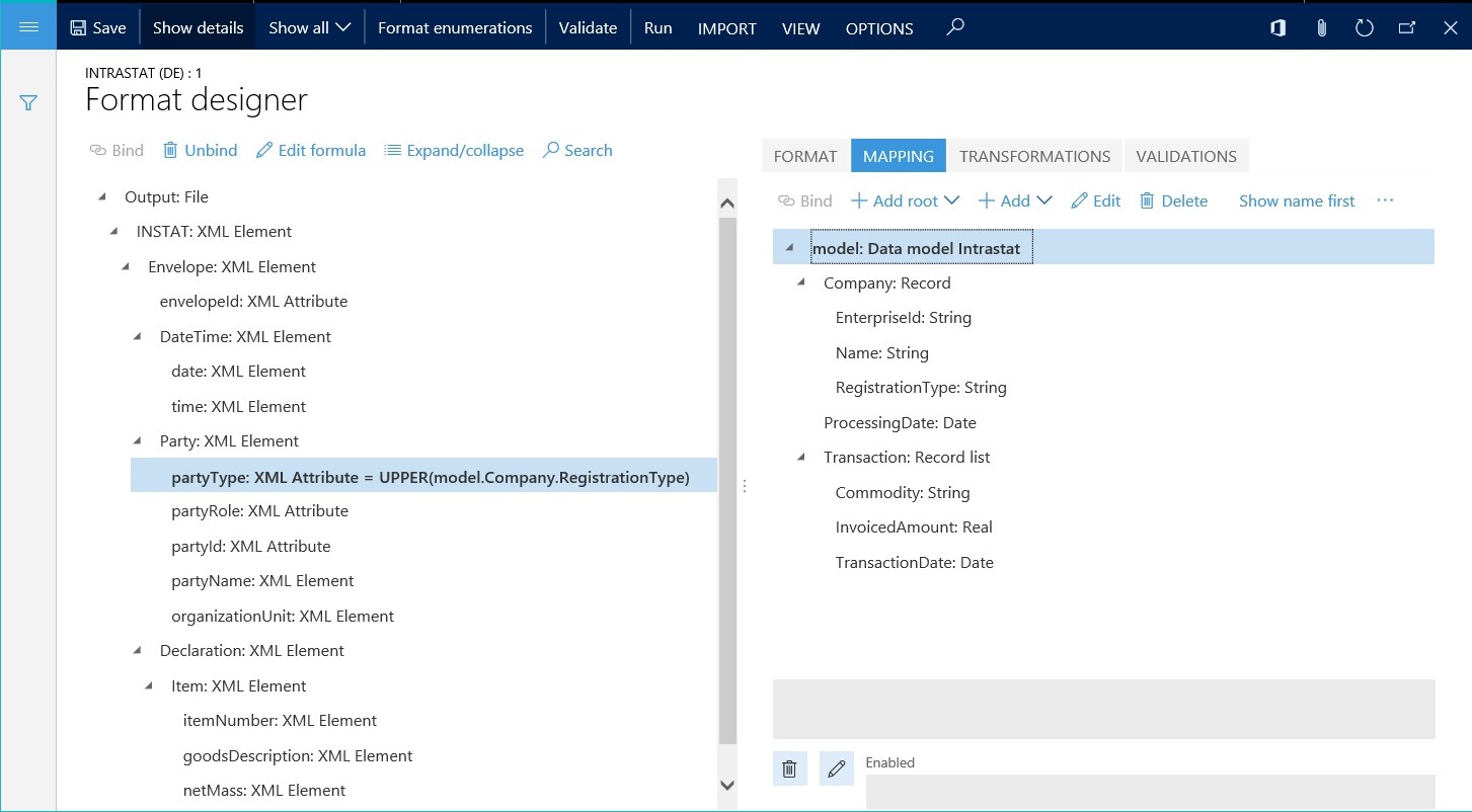 Screenshot of applying formatting to an individual component.