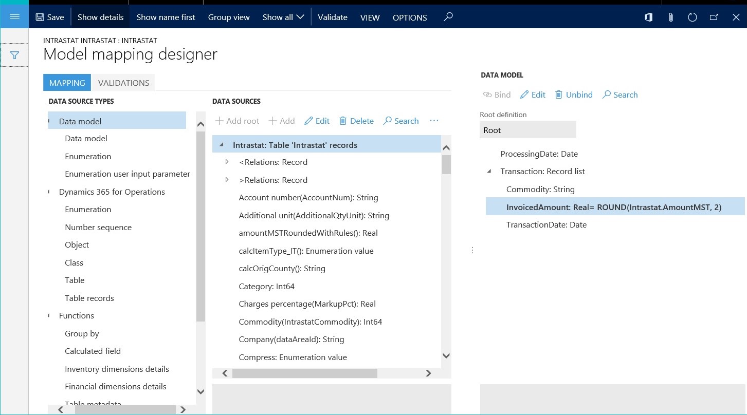 Screenshot of a data binding expression being used.