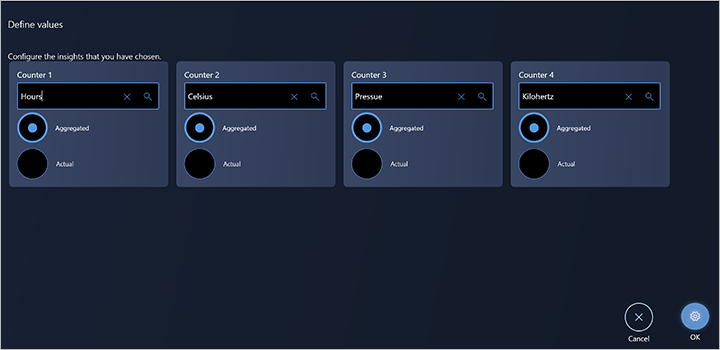 Screenshot of the My machine tab settings dialog for selecting counters.