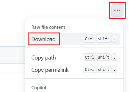 Screenshot of the Download command on the menu for more file actions.