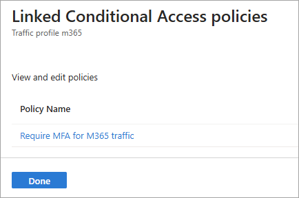 Screenshot that shows the applied Conditional Access policies.
