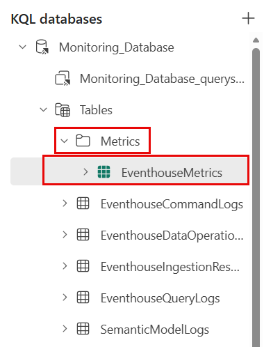 Screenshot of the explorer pane showing a subfolder with tables organized inside.