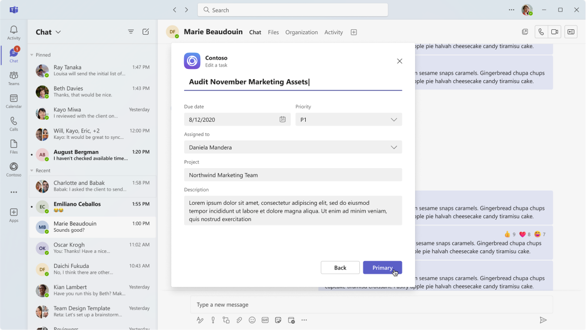 Example form in a dialog.