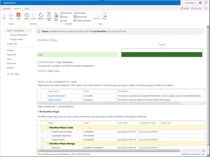 Workflow status in the Execution stage