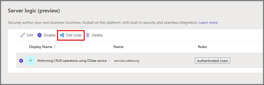 Select edit code