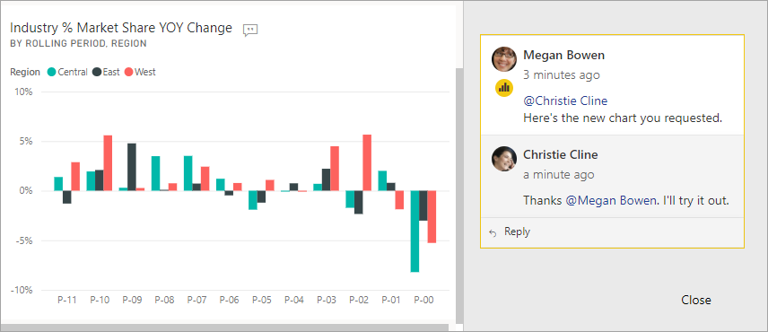 Screenshot showing comments with @mentions.