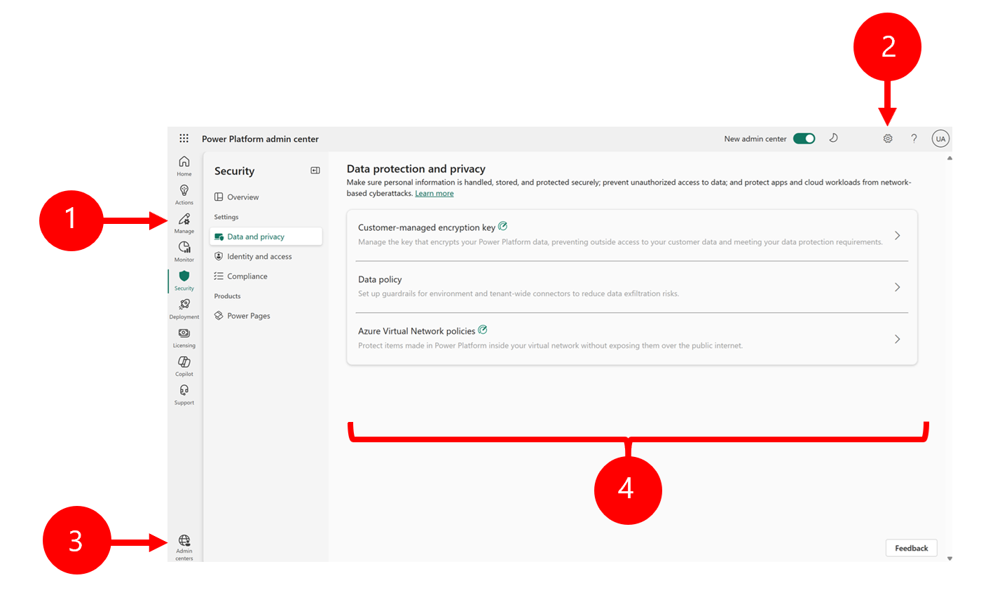 Screenshot of the Power Platform admin center.