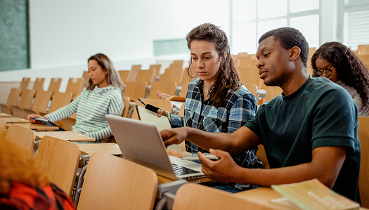 Students in class on a laptop