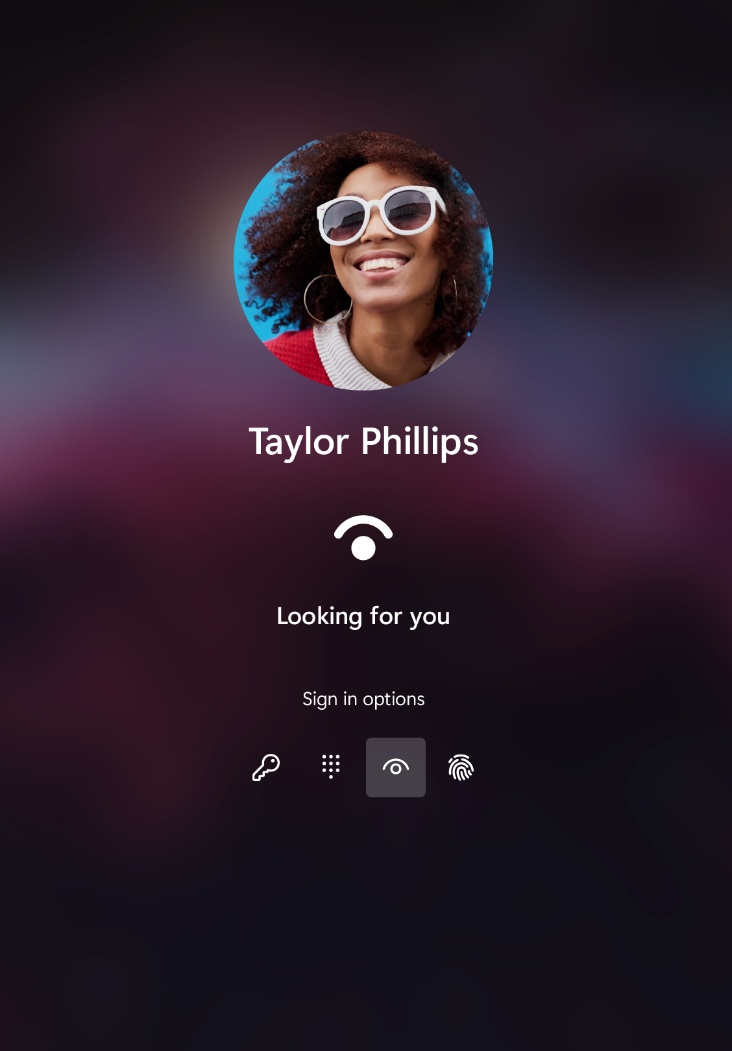 Screenshot of Windows Hello biometric authentication on a Surface device.