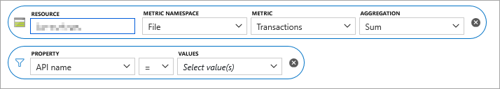 Screenshot that shows the API name property filter.