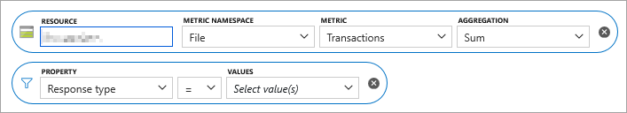 Screenshot that shows the Response type property filter.