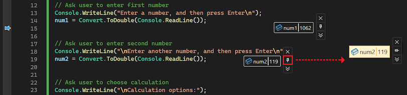 Screenshot that shows how to float a data tip anywhere.