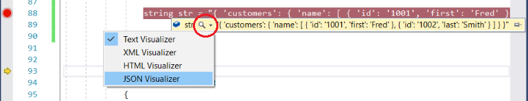 Screenshot that shows how to open a String Visualizer.