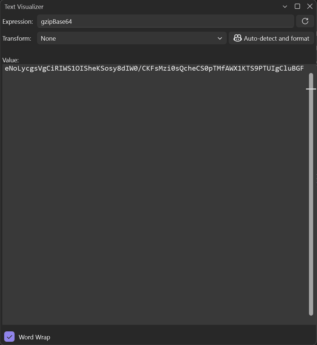 Gif showing Auto-detect and format in the Text Visualizer.