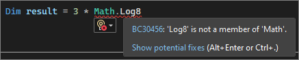 Screenshot of a squiggle underline in Visual Studio 2022.