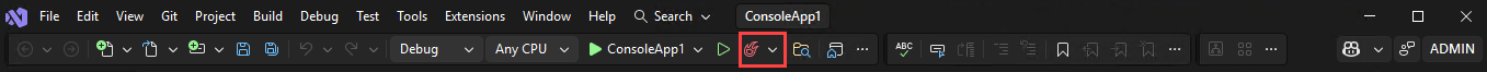 Screenshot of the Hot Reload button in the debug toolbar.