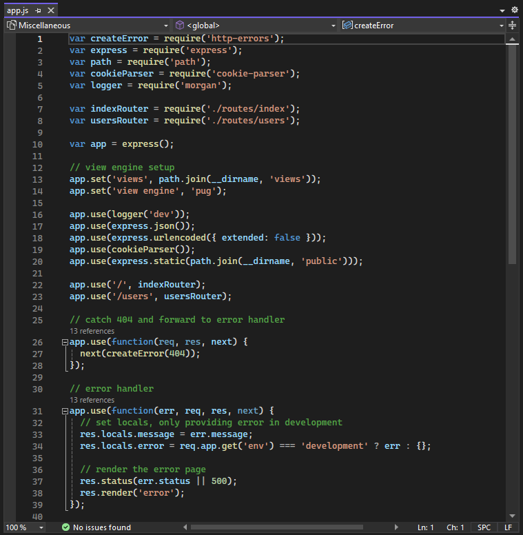 Screenshot of the application file open in the editor in Visual Studio 2022.