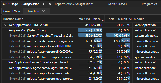 Screenshot that shows Diagnostics Tools Functions view.