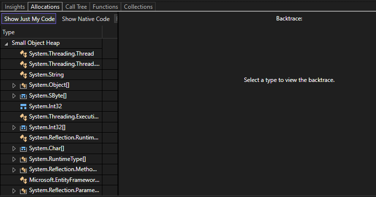The Allocation tab Screenshot of the Allocation tab.