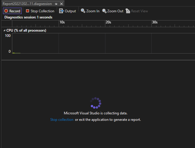 Stop CPU Usage data collection Screenshot that shows Stop CPU Usage data collection.