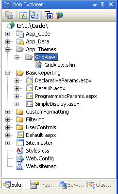 El tema GridView se ha agregado a la carpeta App_Theme