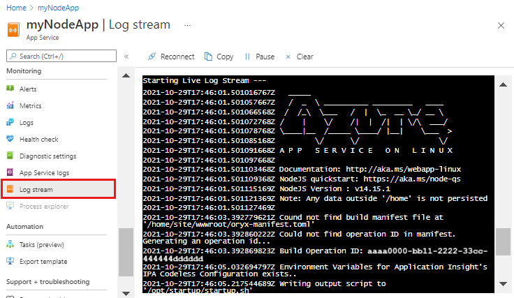 Captura de pantalla del flujo de registro en App de Azure Service.