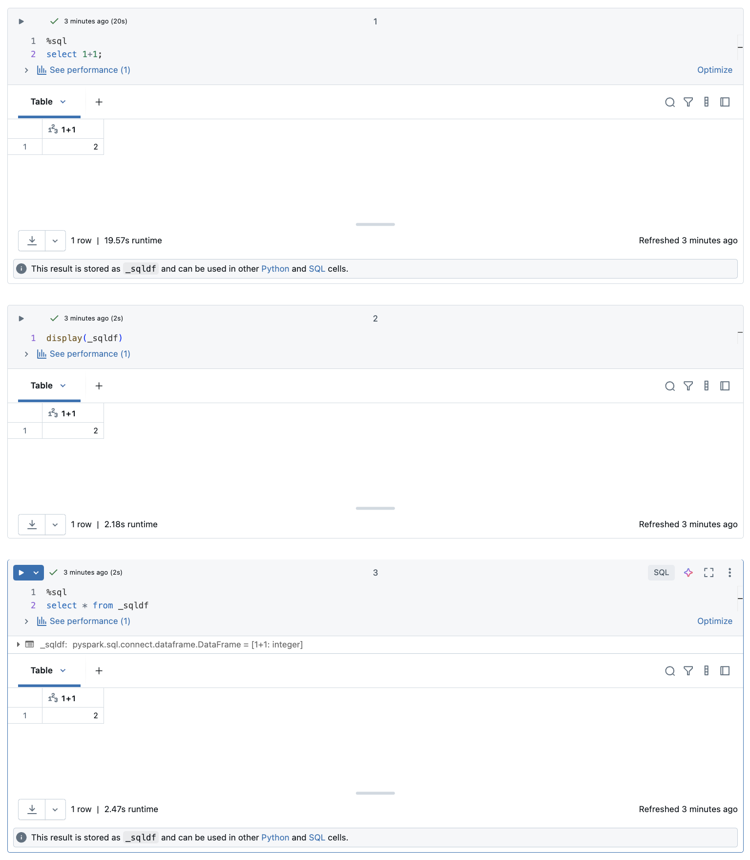 Dataframe de resultados de SQL