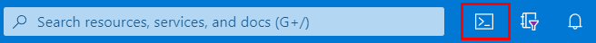 Captura de pantalla que muestra cómo abrir Azure Cloud Shell mediante la acción de icono en la barra de herramientas de Azure Portal.