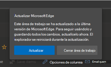 Preguntar si se actualiza Microsoft Edge