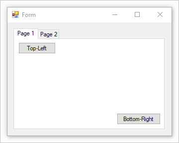 Formulario Windows Form con un control de pestaña con dos páginas de pestañas.