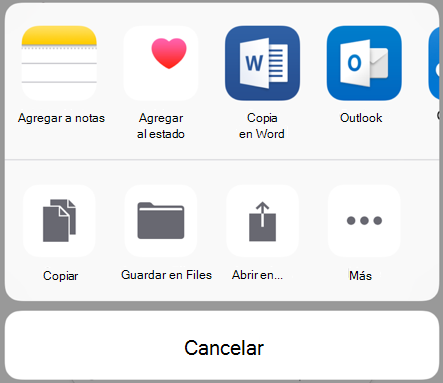 Uso compartido de datos: interfaz de usuario de uso compartido anterior de iOS