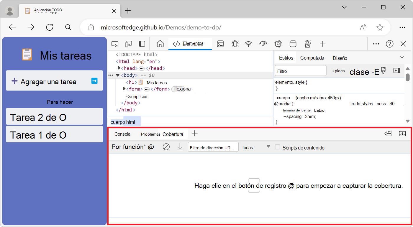 La herramienta Cobertura