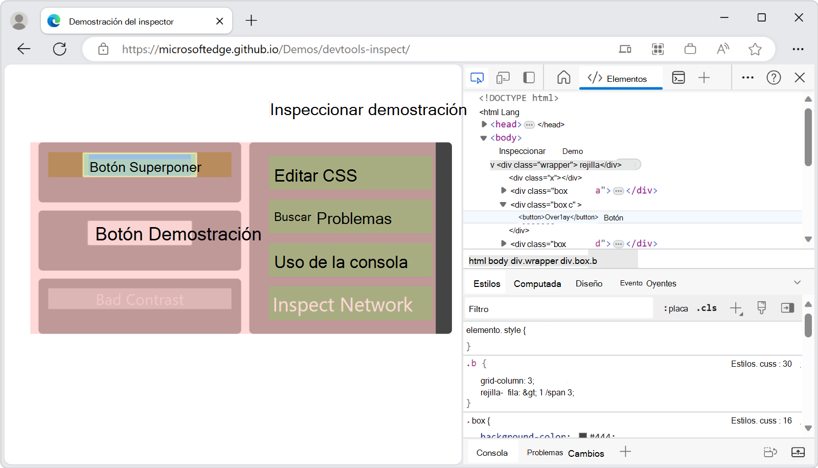 Presionar la tecla Mayús al seleccionar elementos en la página permite seleccionar elementos que tienen una propiedad de estilo CSS de 