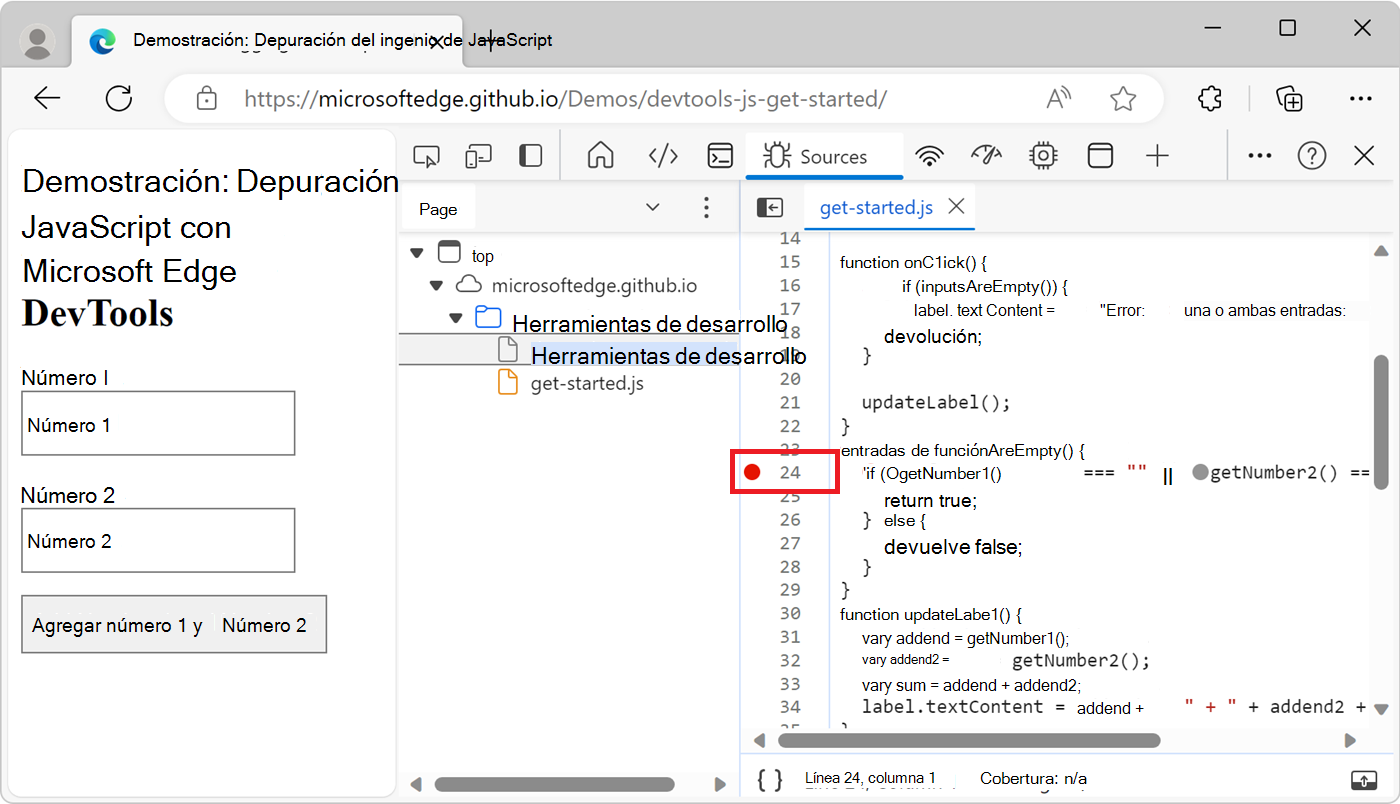 Un punto de interrupción de línea de código