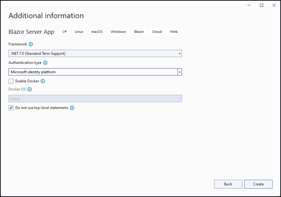 Establezca el Tipo de autenticación en Plataforma de identidad de Microsoft