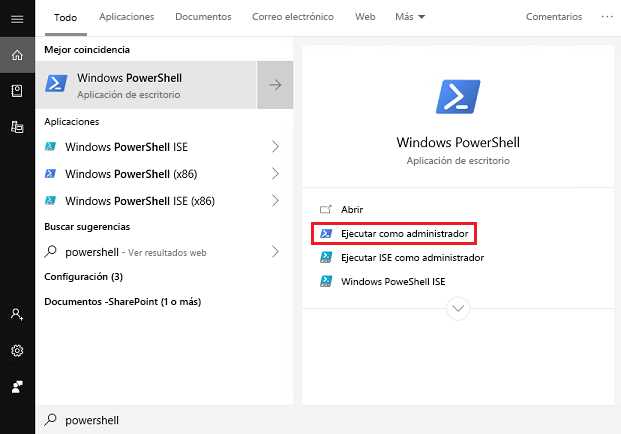 Ejecute PowerShell como administrador.
