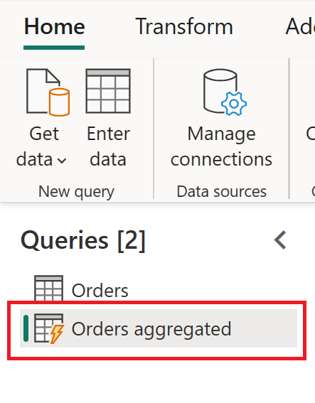 Tabla calculada en un flujo de datos analítico.