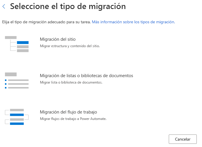 Seleccione la migración de flujo de trabajo.