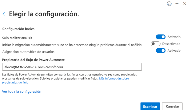 Establece la configuración del flujo de trabajo.
