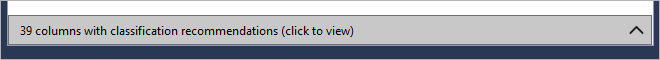 Captura de pantalla en la que se muestra una notificación en la que se indica lo siguiente: 39&nbsp;columnas con recomendaciones de clasificación. Haga clic para verlas.