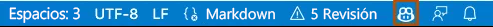 Recorte de pantalla del icono de estado de GitHub Copilot en Visual Studio Code. Cuando GitHub Copilot está habilitado, el color de fondo coincide con el color de la barra de estado.