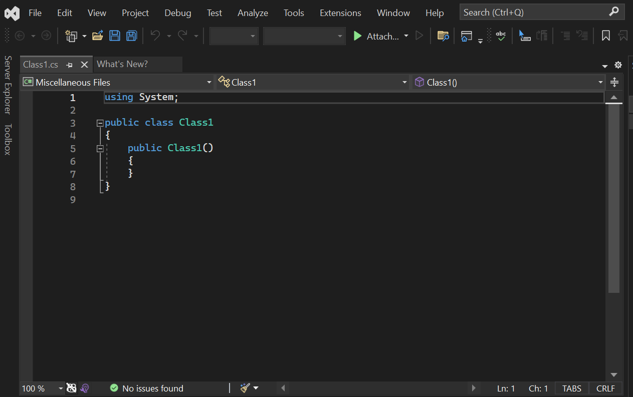 Captura de pantalla de un archivo de código de C# en Visual Studio 2022.