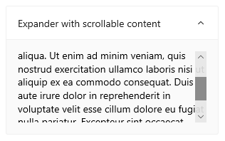 Un expansador con texto desplazable como contenido