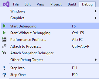 Iniciar sin depurar en Visual&nbsp;Studio