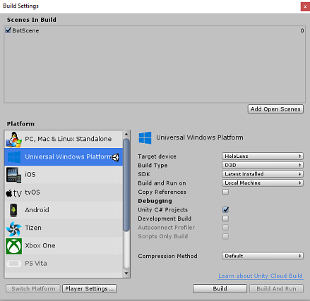 Creación de la aplicación desde Unity