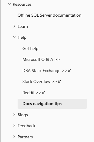 Screenshot showing double-chevron table of contents navigation markers.